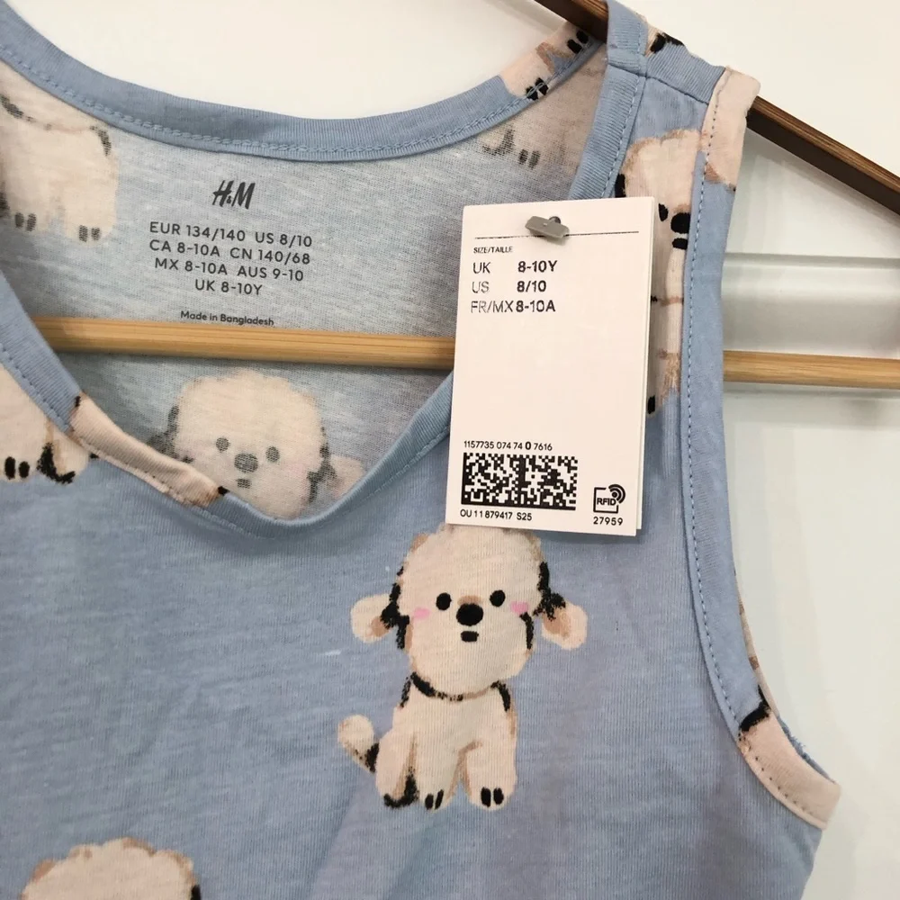 H&M Light Blue Puppy Print Tank Dress 8/10